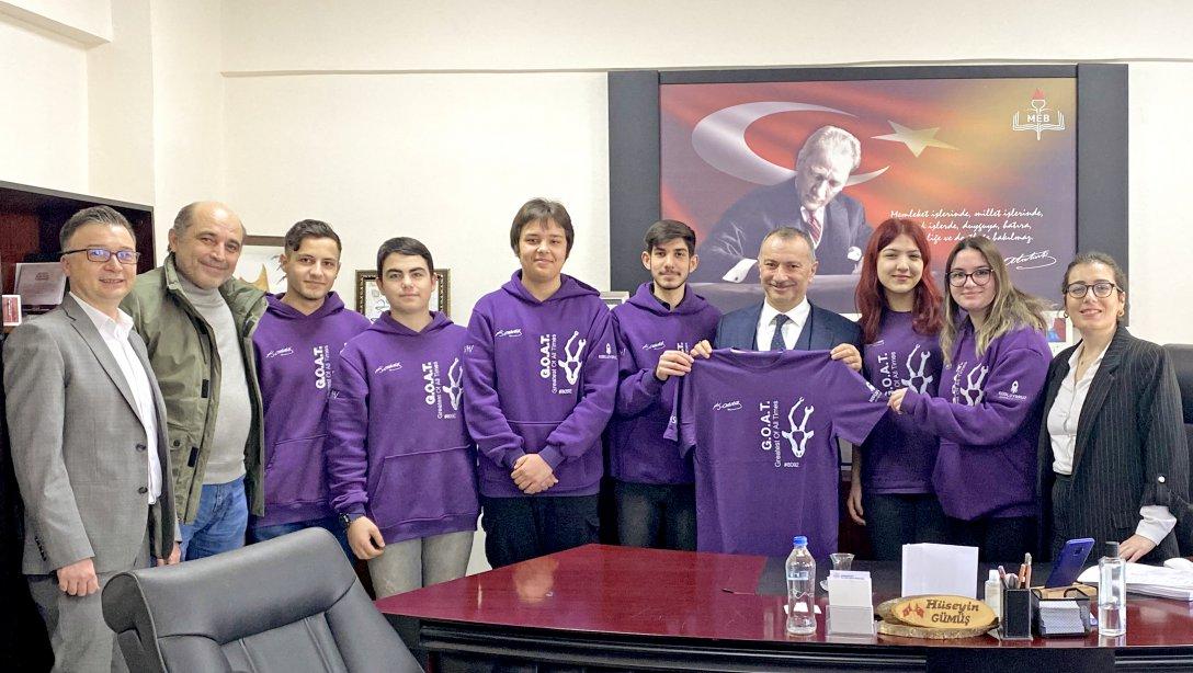 Veliköy OSB Meslekî ve Teknik Anadolu Lisesi G.O.A.T. Takımı Millî Eğitim Müdürümüz Hüseyin Gümüş'ü Ziyaret Etti